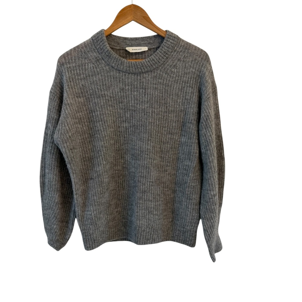 Everlane Alpaca Wool Gray Sweater Womens S Chunky Knit Crew Neck Quiet Luxury